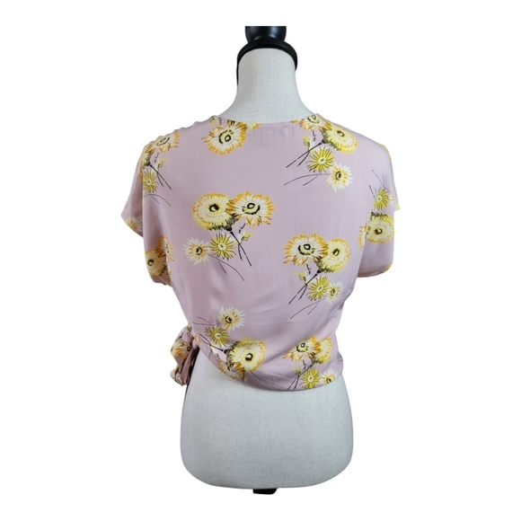 💕Madewell pink floral short‎ sleev wrap blouse - Picture 3 of 5